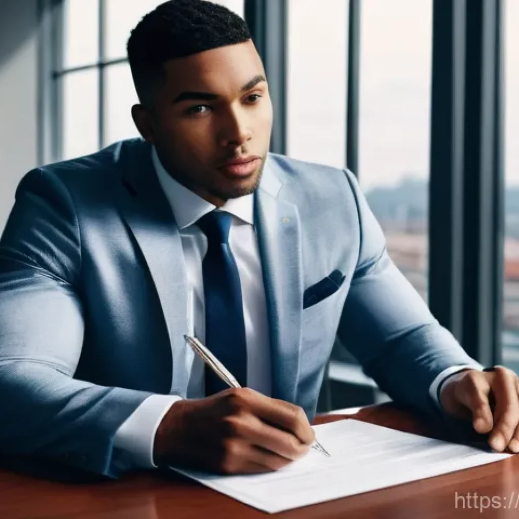 운동선수 계약과 법률 문제 - **Prompt 1: The Weight of the Signature**
    A highly detailed, realistic photograph of a young, pr...