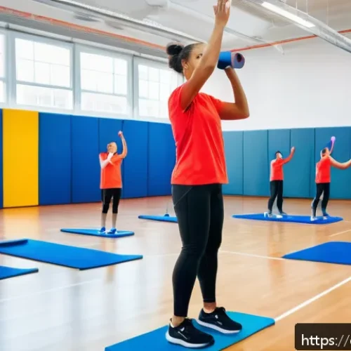 체육교사 자격증 준비법 - A diverse group of young adult sports teacher trainees in a bright, modern gymnasium actively practi...