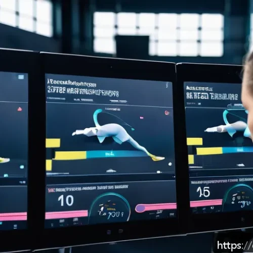 운동과 AI 기술 접목 사례 - A high-tech sports training facility in Germany featuring an athlete wearing advanced wearable senso...