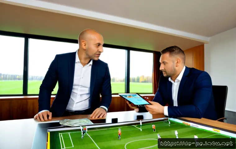 운동과 경제  스포츠 비즈니스 - Photorealistic sports business meeting in a modern German football stadium hospitality suite, divers...